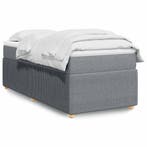 vidaXL Boxspring met matras stof lichtgrijs 90x200 cm, Verzenden