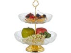 Veiling - Etagère - 2 laags - 30 x 24,5 cm - glas - metaal, Nieuw