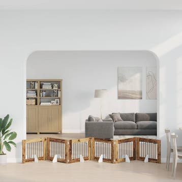 vidaXL Opvouwbaar hondenhekje met standaards 6 st Oud hout, Verzenden, Nieuw