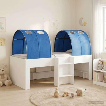 vidaXL Bed met Tunnel 3 st Wit en Blauw Bewerkt hout, Verzenden, Nieuw