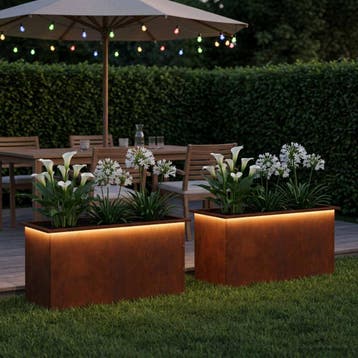 vidaXL Tuinplantenbak met led 2 st Roestkleurig 50 x 100 x, Verzenden, Nieuw