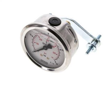 Manomètre à glycérine G1/4 raccord arrière 0 à 40 bar 63mm, Verzenden