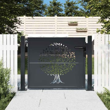 vidaXL Poort 100x100 cm met boomontwerp staal, Tuin en Terras, Verzenden, Nieuw