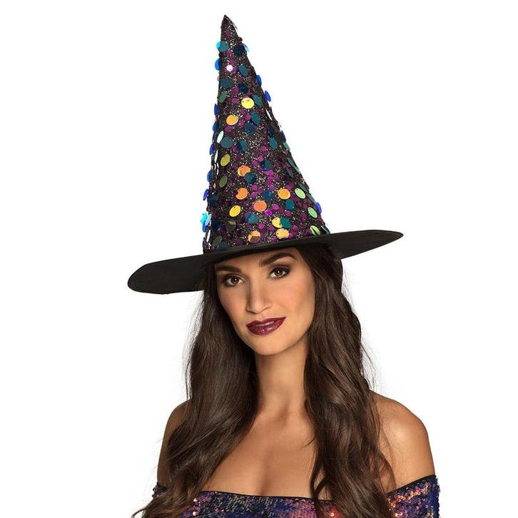 Halloween Heksen Hoed Glitter, Hobby en Vrije tijd, Feestartikelen, Nieuw, Verzenden