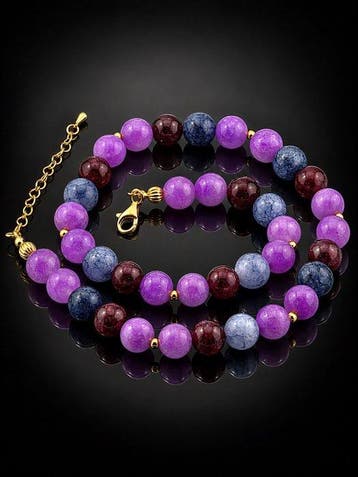 Paars Amethist & Angle Stone Ketting - Goudgeplateerd