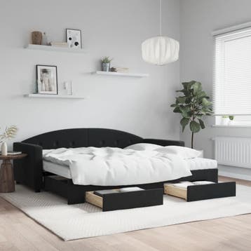 vidaXL Slaapbank met onderschuifbed en lades 90x200 cm, Verzenden, Nieuw