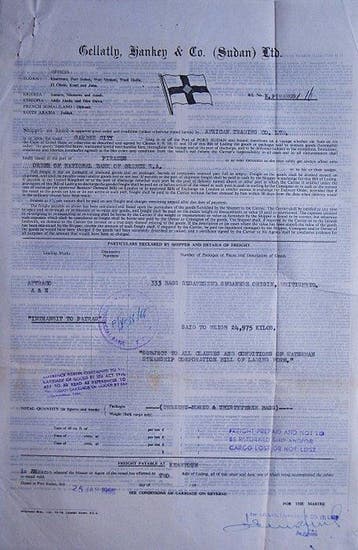 Themacollectie - Vrachtbrief - Gellatly, Hankey & Co. Ltd.