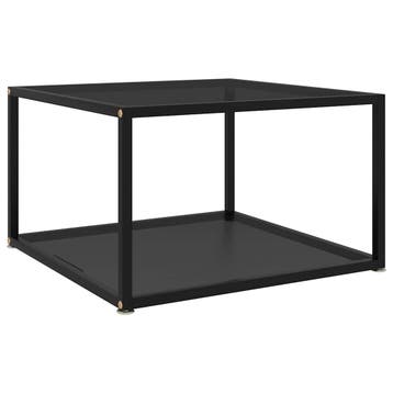 vidaXL Salontafel 60x60x35 cm gehard glas zwart, Verzenden, Nieuw