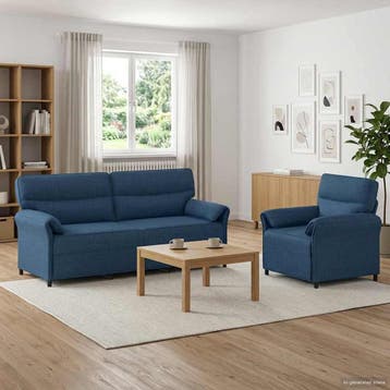 vidaXL bank / zetelstel 2 st Blauw Stof, Huis en Inrichting, Zetels | Zetels, Verzenden, Nieuw
