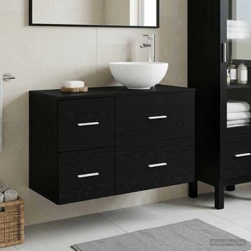 vidaXL Badkamermeubel Set 2 pcs Zwart eiken Bewerkt hout, Verzenden, Nieuw