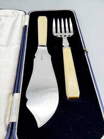 Antique Sterling Silver Fish Serving Set (Knife & Fork) -