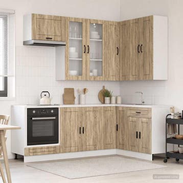 vidaXL Keukenblok PORTO 8 st Sonoma Eiken Bewerkt hout, Huis en Inrichting, Verzenden, Nieuw