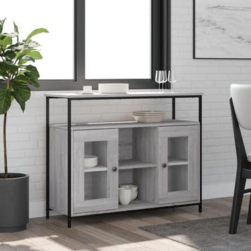 vidaXL Dressoir 100x35x80 cm bewerkt hout grijs sonoma, Verzenden