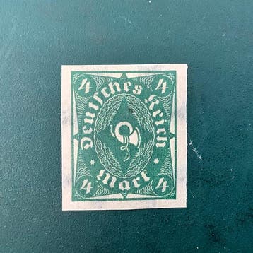 Duitse Rijk 1922 - 4 Mark Posthoorn ongetand - MNH - Michel, Gestempeld