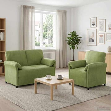 vidaXL bank / zetelstel 2 st Lichtgroen Fluweel, Huis en Inrichting, Zetels | Zetels, Verzenden, Nieuw