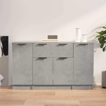 vidaXL Dressoirs 3 st bewerkt hout betongrijs, Verzenden