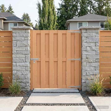 vidaXL Tuinpoort 100 x 112 cm WPC en Aluminium Bruin, Jardin & Terrasse, Verzenden
