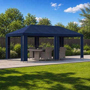 vidaXL Tuinpaviljoen 6 x 3 m Blauw Polyester en Staal 190, Verzenden, Nieuw