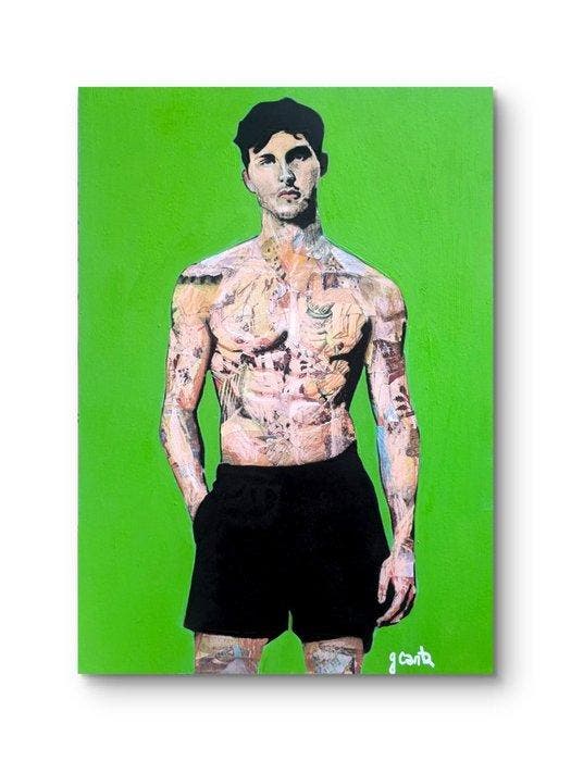 G. Carta - Lhomme tranquille, Antiquités & Art, Art | Peinture | Moderne
