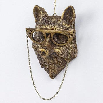 sculptuur, Vintage Fox Head Wall Sculpture – Bronze Effect