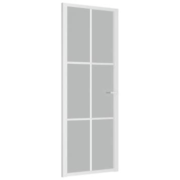 vidaXL Binnendeur 76x201,5 cm matglas en aluminium wit, Verzenden