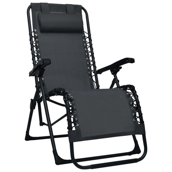 vidaXL Terrasstoel inklapbaar textileen zwart, Jardin & Terrasse, Chaises longues, Envoi