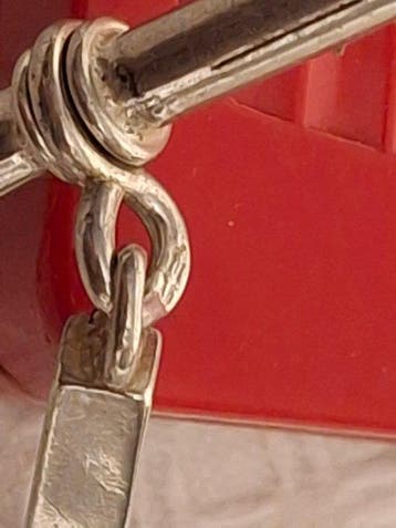 Hollandse zilveren Horloge ketting, oude zwaardje gemerkt. -, Antiek en Kunst