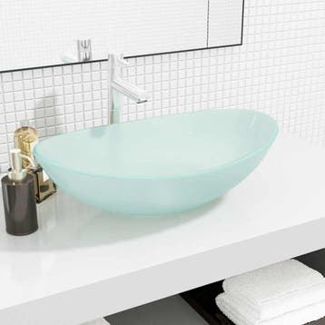 vidaXL Wasbak 54,5x35x15,5 cm gehard glas mat, Doe-het-zelf en Bouw, Sanitair, Verzenden, Nieuw