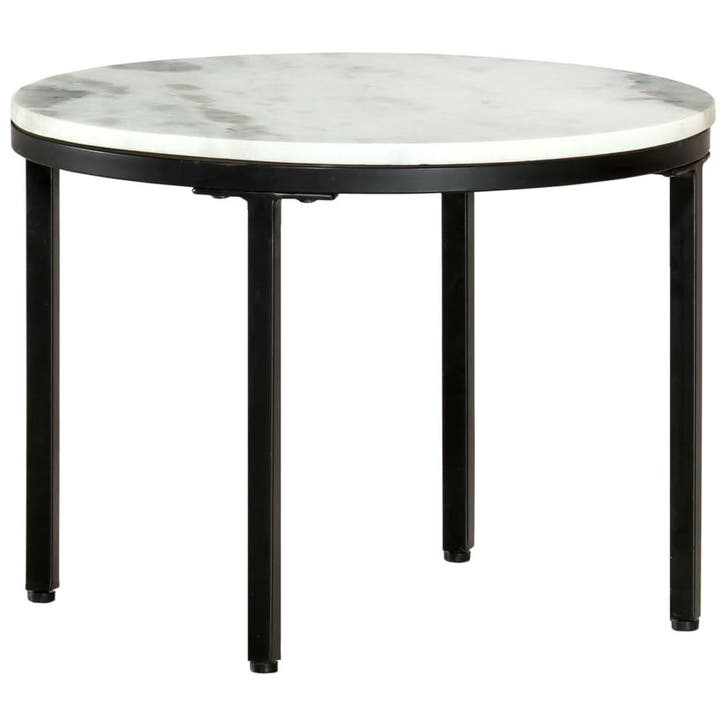 vidaXL Salontafel Ø50 cm echt massief marmer wit en zwart, Maison & Meubles, Tables | Tables de salon, Envoi