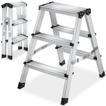 Dubbelzijdige aluminium trapladder, opklapbaar, antislip, Verzenden, Nieuw