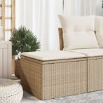 vidaXL Tuinkruk met kussen 55x55x37 cm poly rattan beige, Verzenden, Nieuw