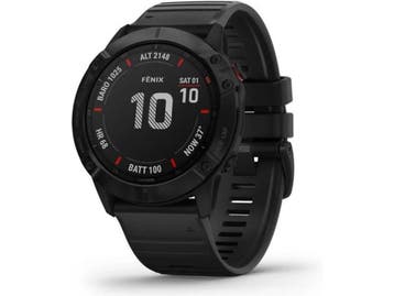 Garmin Fenix 6X Pro 51 mm zwart met een zwarte siliconen, Verzenden, Zo goed als nieuw, Garmin