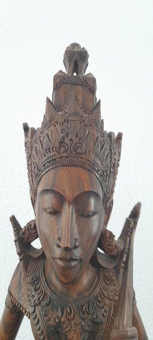 Groot Balinees Art Deco Houtsnijwerk van Dewi Sri –