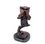 sculptuur, Shy Owl - 28 cm - Brons, Marmer
