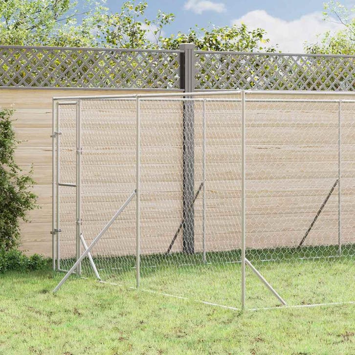 vidaXL Hondenkennel voor buiten 4x12x2 m gegalvaniseerd, Dieren en Toebehoren, Hondenbenches, Nieuw, Verzenden