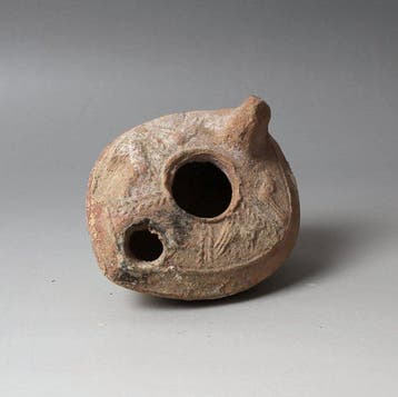 Levant Terracotta Olielamp met vogels afgebeeld (Zonder