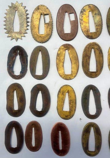 Antiek Japans 39-seppa-set voor katana, zwaard, wakizashi,
