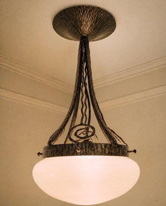 Lamp - Smeedijzer - Art-deco hanglamp, Antiek en Kunst, Kunst | Designobjecten