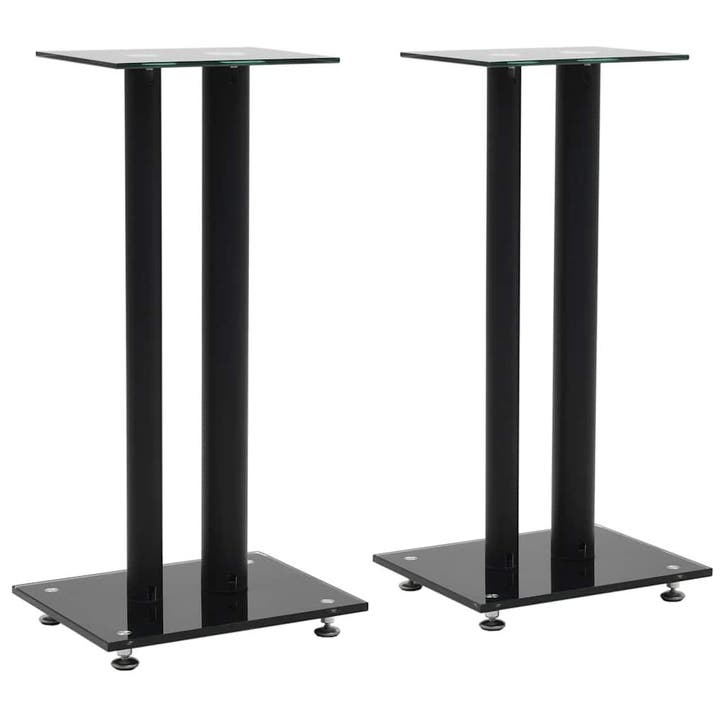 vidaXL Speakerstandaarden zuil-ontwerp gehard glas zwart 2, TV, Hi-fi & Vidéo, Enceintes, Envoi