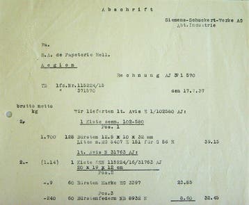 Themacollectie - 1937 Duitse factuur -