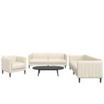 vidaXL 3-delige Loungeset stof crèmekleurig, Verzenden, Nieuw