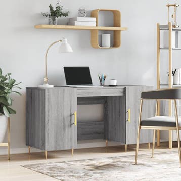 vidaXL Bureau 140x50x75 cm bewerkt hout grijs sonoma, Verzenden