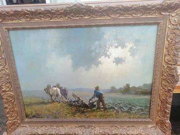 Jan Knikker Junior (1911-1990) - Ploegen op het land met het