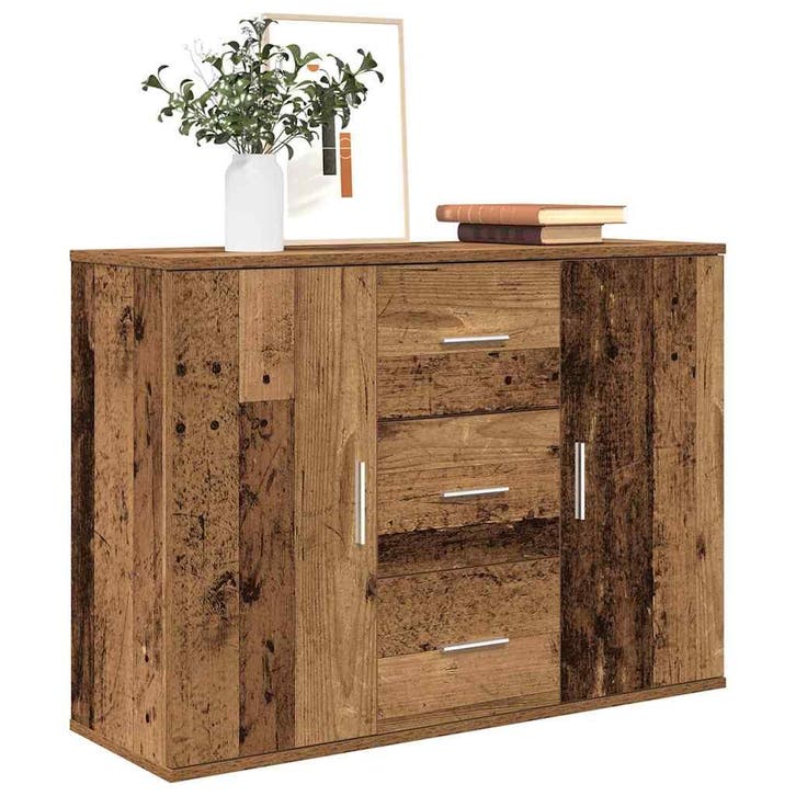 vidaXL Dressoir 90x29,5x65 cm bewerkt hout oud houtkleurig, Huis en Inrichting, Kasten | Dressoirs, Nieuw, Verzenden