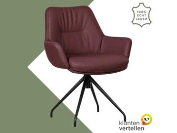 Leren draaibare eetkamerstoel Twist - Toledo Bordeaux, Huis en Inrichting, 60 tot 90 cm, Nieuw, Leer, Ophalen of Verzenden