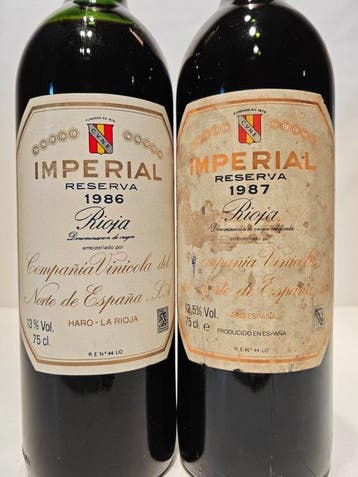 1986 & 1987 C.V.N.E. Imperial - Rioja Reserva - 2 Bouteilles, Collections, Vins