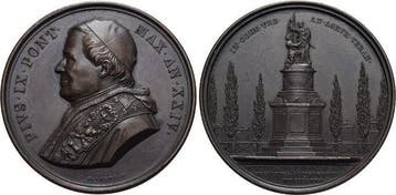 Bronze-medaille (an Xxiv) 1867 Italien-vatikan Papst Pius..., Verzenden