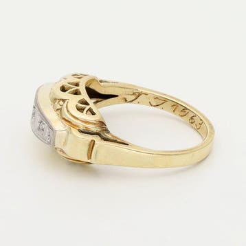 Ring - 14 karaat Geel goud, Witgoud - 0.04ct. tw. Diamant, Nieuw
