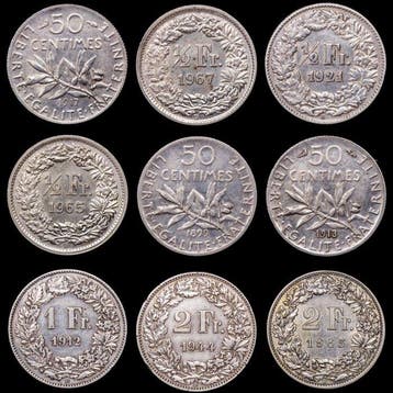 Verschillende landen. 9 Monedas 1899-1967 / 9 Monedas