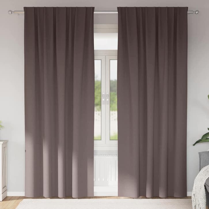 vidaXL Blackout Gordijnen met Ringen 2 st Donkerbruin 260 x, Maison & Meubles, Ameublement | Rideaux & Stores à lamelles, Envoi